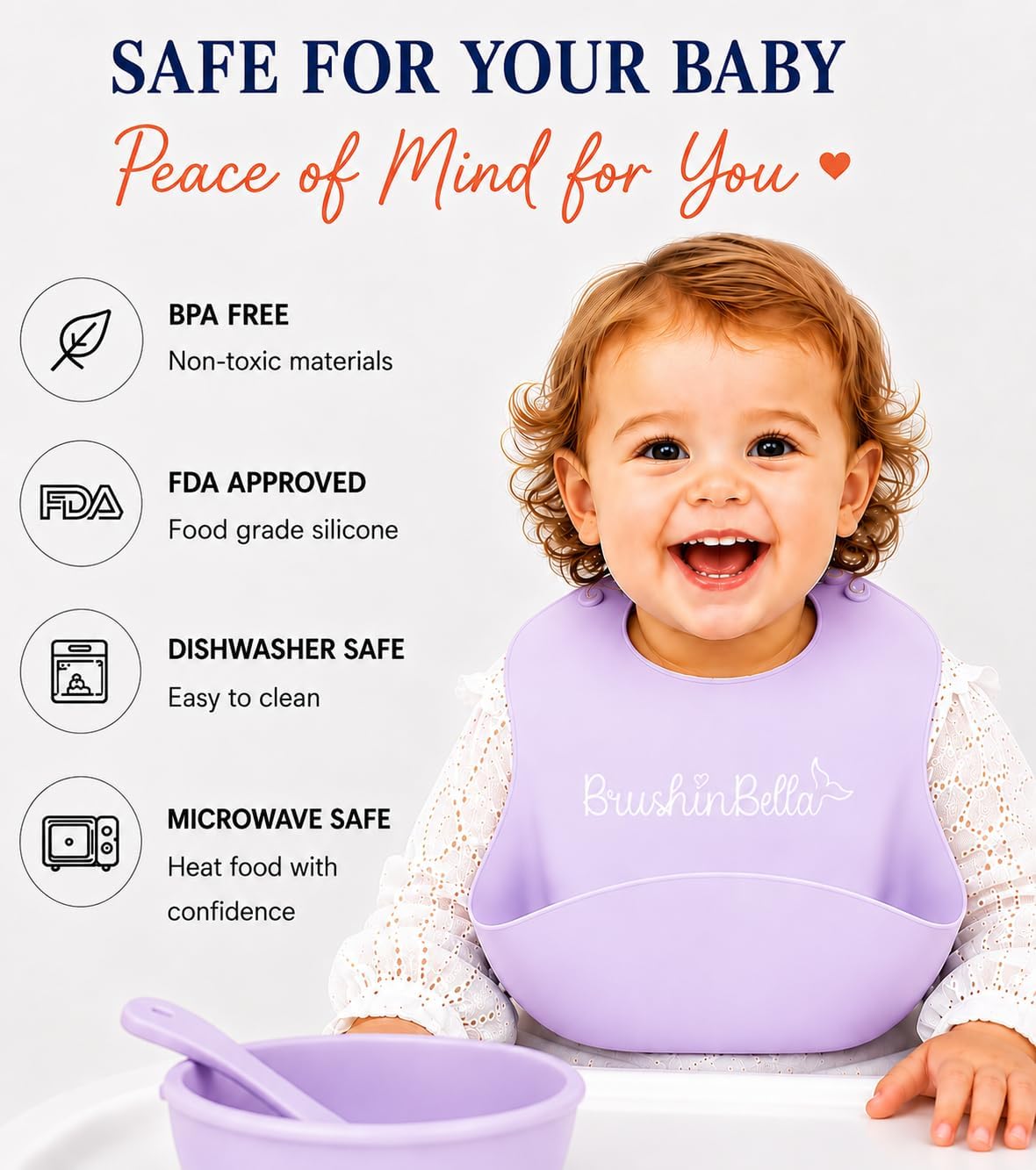 Baby Feeding Supplies - Complete Baby Feeding Set with Baby Plate, Baby Spoons First Stage, Silicone Bib and Snack Cup - Infant Eating Utensils and Baby Bowl with Suction