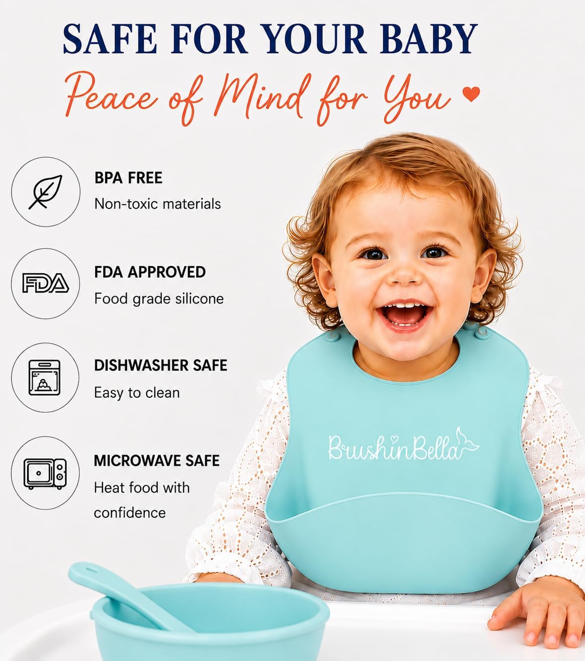 Baby Feeding Supplies - Complete Baby Feeding Set with Baby Plate, Baby Spoons First Stage, Silicone Bib and Snack Cup - Infant Eating Utensils and Baby Bowl with Suction