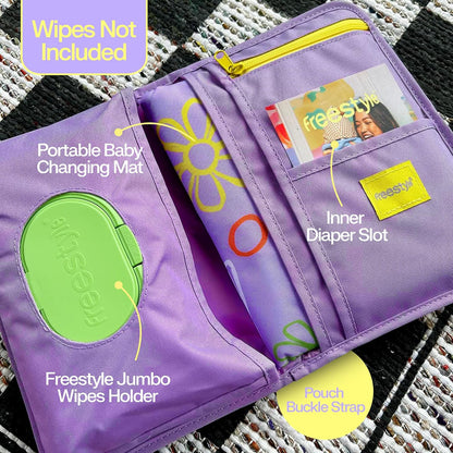 Portable Diaper Changing Pad | Foldable, Waterproof Baby Changing Pad With Stylish Wet Wipes Pouch | Travel Changing Pad For Newborn, Quick Access Baby Changing Mat For Diaper Bag Essentials