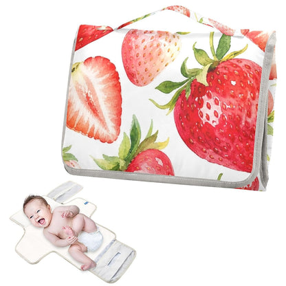 Strawberry White Design Portable Diaper Changing Pad for Walks
