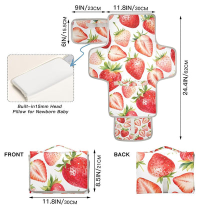Strawberry White Design Portable Diaper Changing Pad for Walks