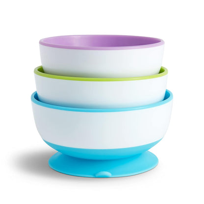 ® Snack™ Catcher Toddler Snack Cups, 2 Pack, Blue/Green & Stay Put™ Suction Bowls for Babies and Toddlers, 3 Pack, Blue/Green/Purple