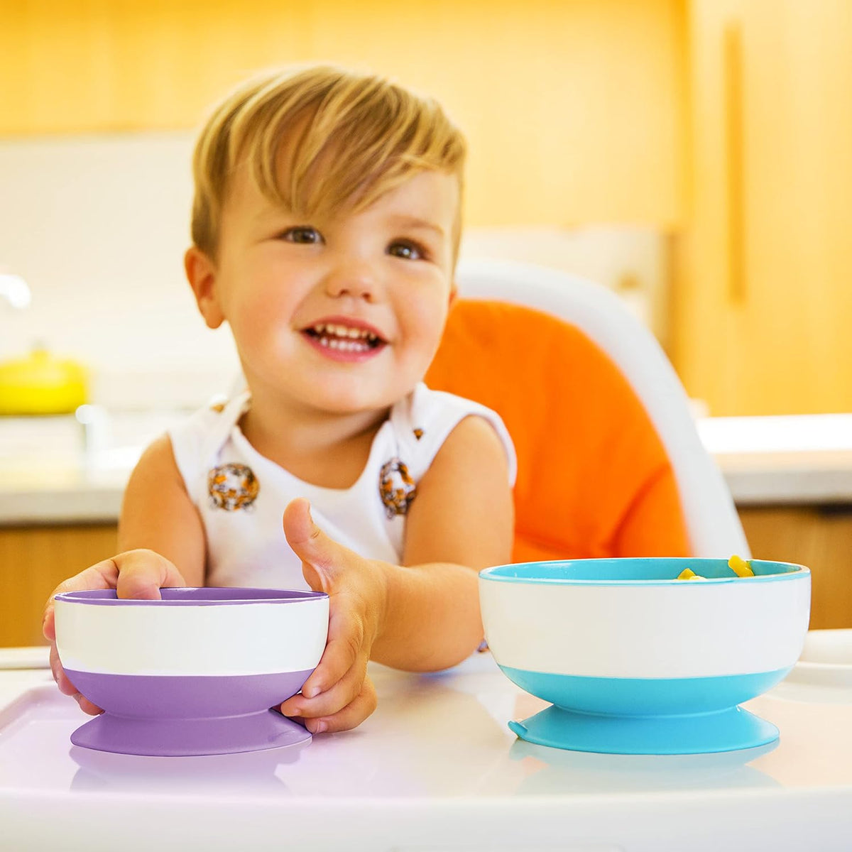 ® Snack™ Catcher Toddler Snack Cups, 2 Pack, Blue/Green & Stay Put™ Suction Bowls for Babies and Toddlers, 3 Pack, Blue/Green/Purple