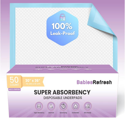 17” x 13", Baby Changing Pad, Disposable Underpads, Leakproof Quick Drying for Multi-use for Babies, Puppy Pads and Adults, Chucks, Disposable Diaper Changing Pad for Baby, Blue, Small