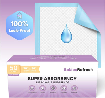 17” x 13", Baby Changing Pad, Disposable Underpads, Leakproof Quick Drying for Multi-use for Babies, Puppy Pads and Adults, Chucks, Disposable Diaper Changing Pad for Baby, Blue, Small