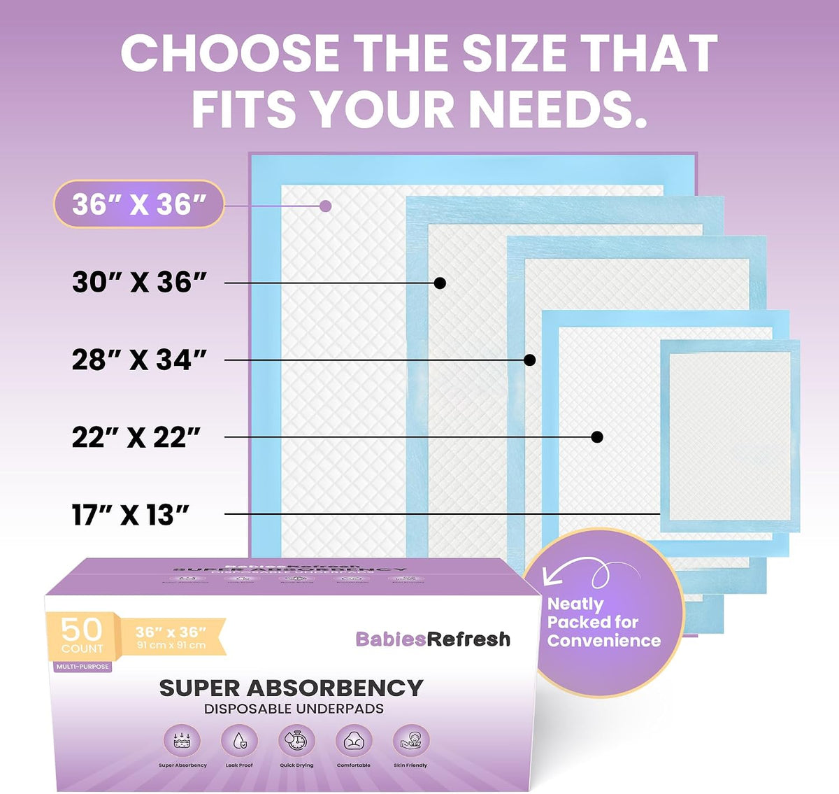 17” x 13", Baby Changing Pad, Disposable Underpads, Leakproof Quick Drying for Multi-use for Babies, Puppy Pads and Adults, Chucks, Disposable Diaper Changing Pad for Baby, Blue, Small