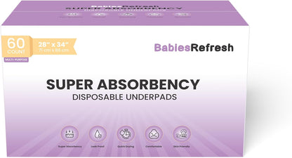 17” x 13", Baby Changing Pad, Disposable Underpads, Leakproof Quick Drying for Multi-use for Babies, Puppy Pads and Adults, Chucks, Disposable Diaper Changing Pad for Baby, Blue, Small