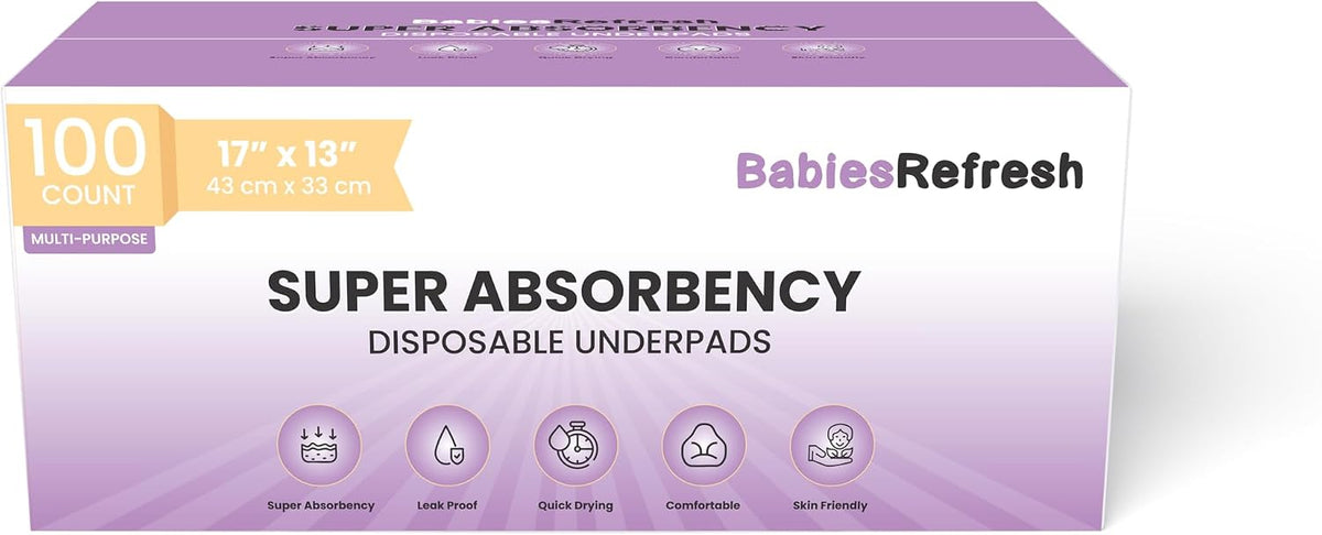 17” x 13", Baby Changing Pad, Disposable Underpads, Leakproof Quick Drying for Multi-use for Babies, Puppy Pads and Adults, Chucks, Disposable Diaper Changing Pad for Baby, Blue, Small