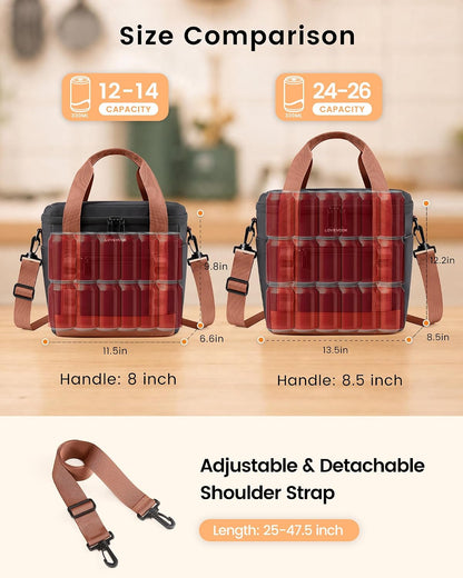 Insulated Lunch Bag for Women men, Large Leakproof Adult Lunch Box | 180° Wide Opening, Fits 40oz Cup, Heat-Sealed Leakproof, 4-Layer Thermal Insulation, Multi-Functional DIY Webbing