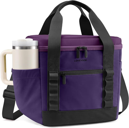 Insulated Lunch Bag for Women men, Large Leakproof Adult Lunch Box | 180° Wide Opening, Fits 40oz Cup, Heat-Sealed Leakproof, 4-Layer Thermal Insulation, Multi-Functional DIY Webbing