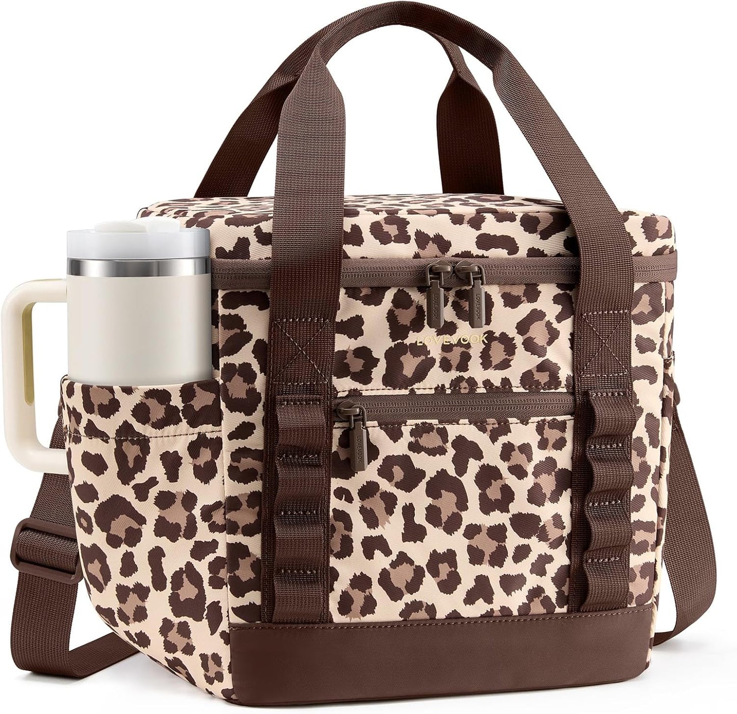 Insulated Lunch Bag for Women men, Large Leakproof Adult Lunch Box | 180° Wide Opening, Fits 40oz Cup, Heat-Sealed Leakproof, 4-Layer Thermal Insulation, Multi-Functional DIY Webbing