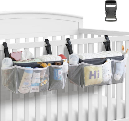 2-Pack Diaper Caddy Organizer for Crib With Snap Buckle