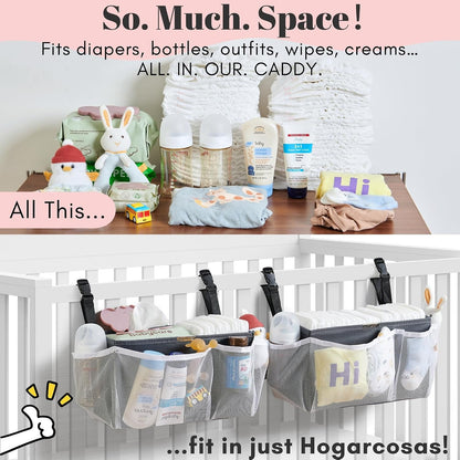2-Pack Diaper Caddy Organizer for Crib With Snap Buckle