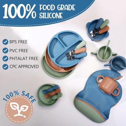 24 Pack Silicone Baby Feeding Set Baby LED Weaning Set, Lavender