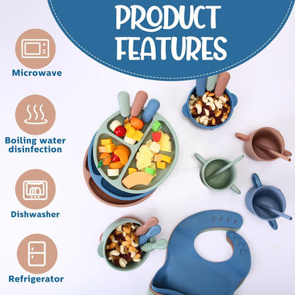 24 Pack Silicone Baby Feeding Set Baby LED Weaning Set, Lavender