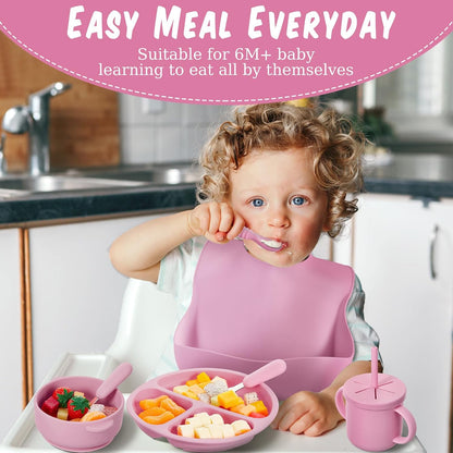 24 Pack Silicone Baby Feeding Set Baby LED Weaning Set, Lavender