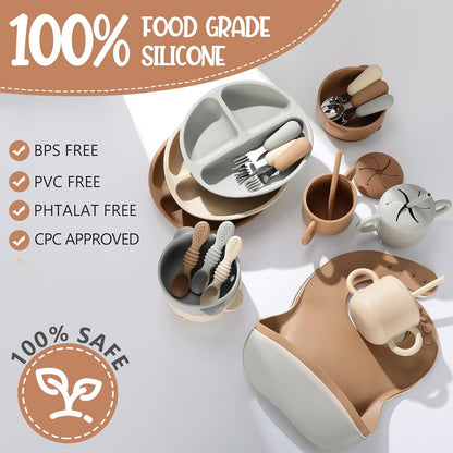 24 Pack Silicone Baby Feeding Set Baby LED Weaning Set, Lavender