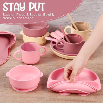24 Pack Silicone Baby Feeding Set Baby LED Weaning Set, Lavender