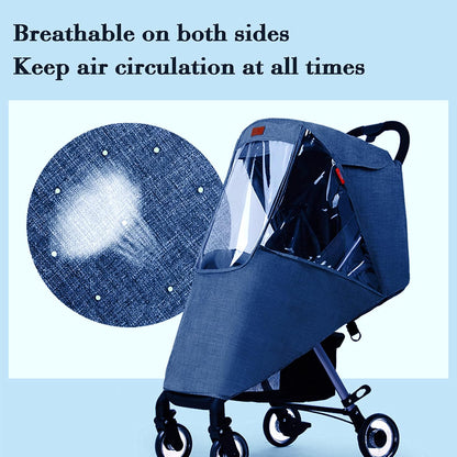 Stroller Rain Cover Universal Baby Stroller Weather Shield Waterproof Pushchair Rain Cover Protection Travel Baby Pram Rain Cover Outdoor Wind Snow Protection Weather Shield Winter Stroller Accessory