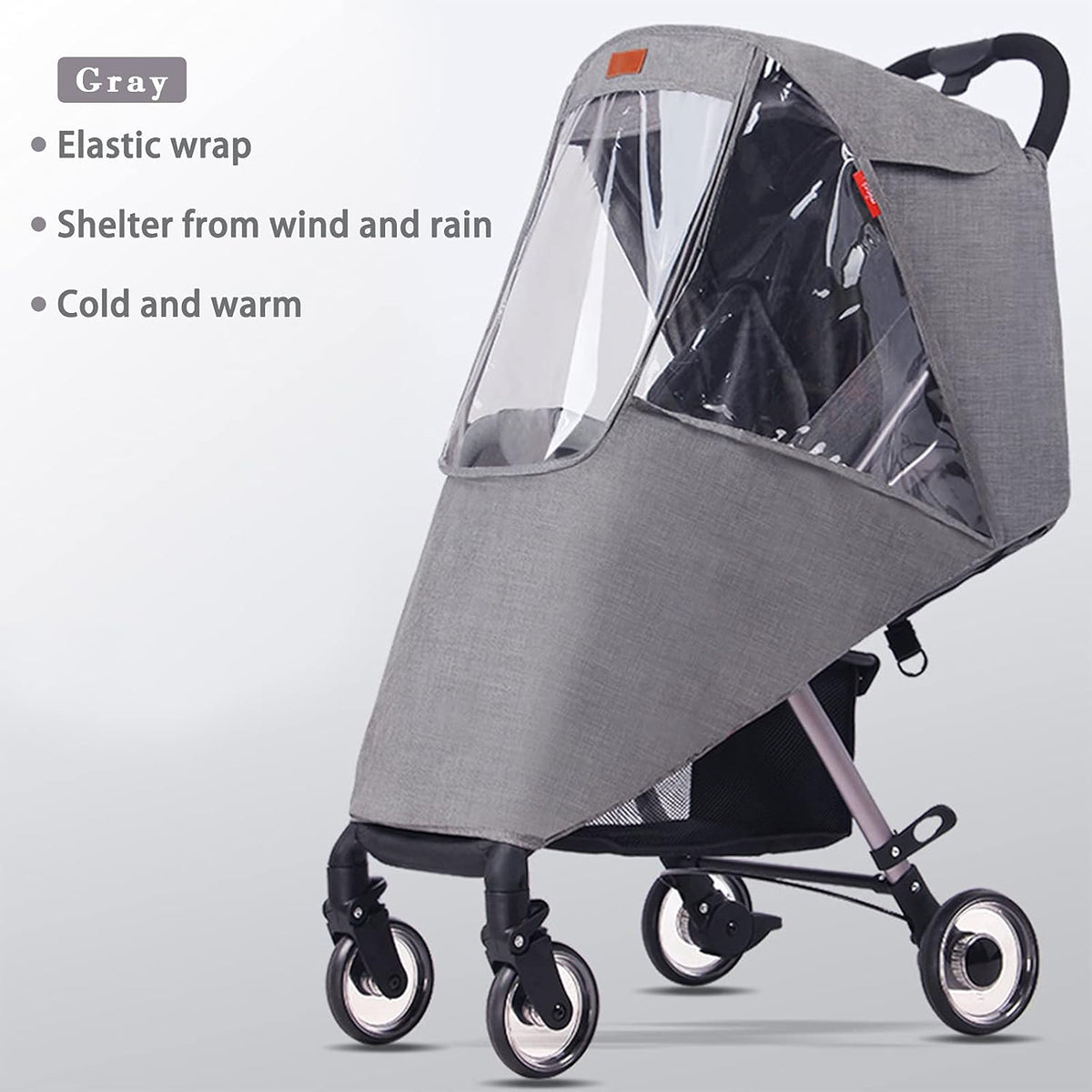 Stroller Rain Cover Universal Baby Stroller Weather Shield Waterproof Pushchair Rain Cover Protection Travel Baby Pram Rain Cover Outdoor Wind Snow Protection Weather Shield Winter Stroller Accessory