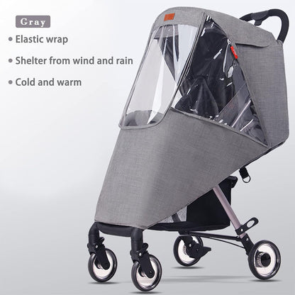 Stroller Rain Cover Universal Baby Stroller Weather Shield Waterproof Pushchair Rain Cover Protection Travel Baby Pram Rain Cover Outdoor Wind Snow Protection Weather Shield Winter Stroller Accessory
