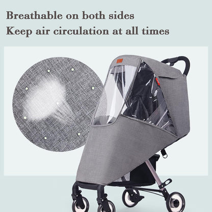 Stroller Rain Cover Universal Baby Stroller Weather Shield Waterproof Pushchair Rain Cover Protection Travel Baby Pram Rain Cover Outdoor Wind Snow Protection Weather Shield Winter Stroller Accessory