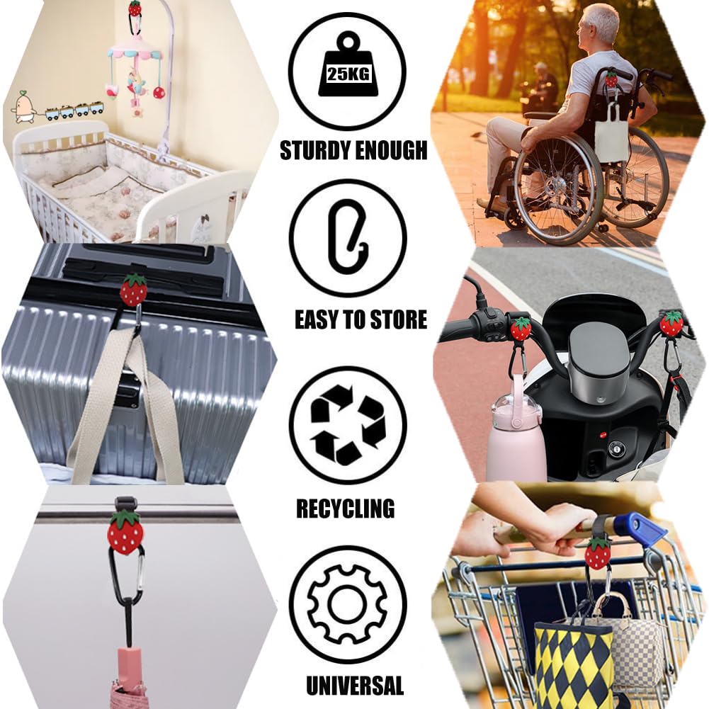 Baby Stroller Hooks for Hanging Bags and Shopping,Convenient Stroller Accessories Clips Hooks for Mommy Bags