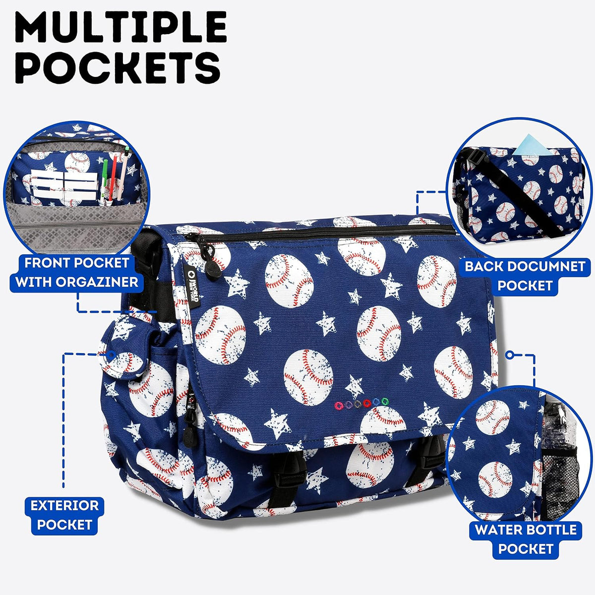 New York Terry Messenger Bag for Women Girls School Kids