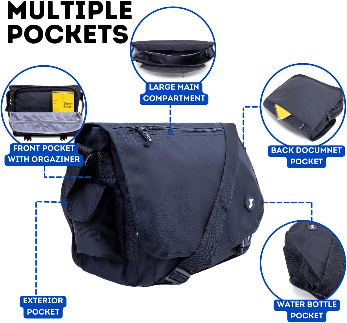 New York Terry Messenger Bag for Women Girls School Kids