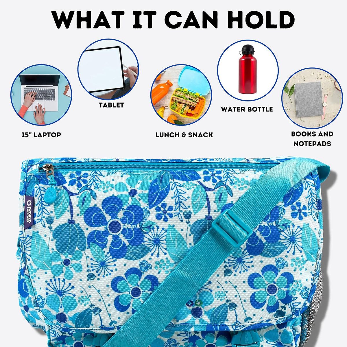 New York Terry Messenger Bag for Women Girls School Kids
