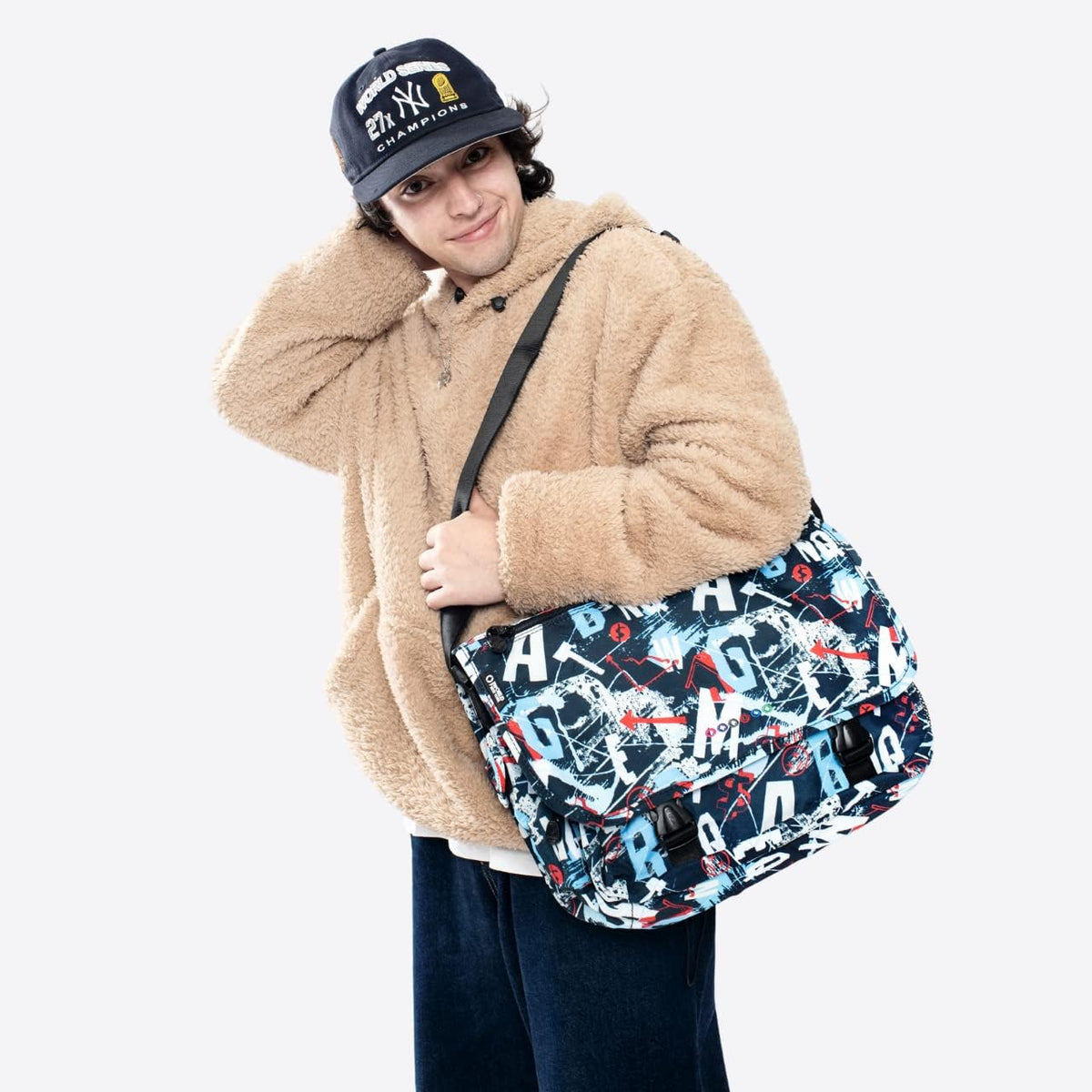 New York Terry Messenger Bag for Women Girls School Kids