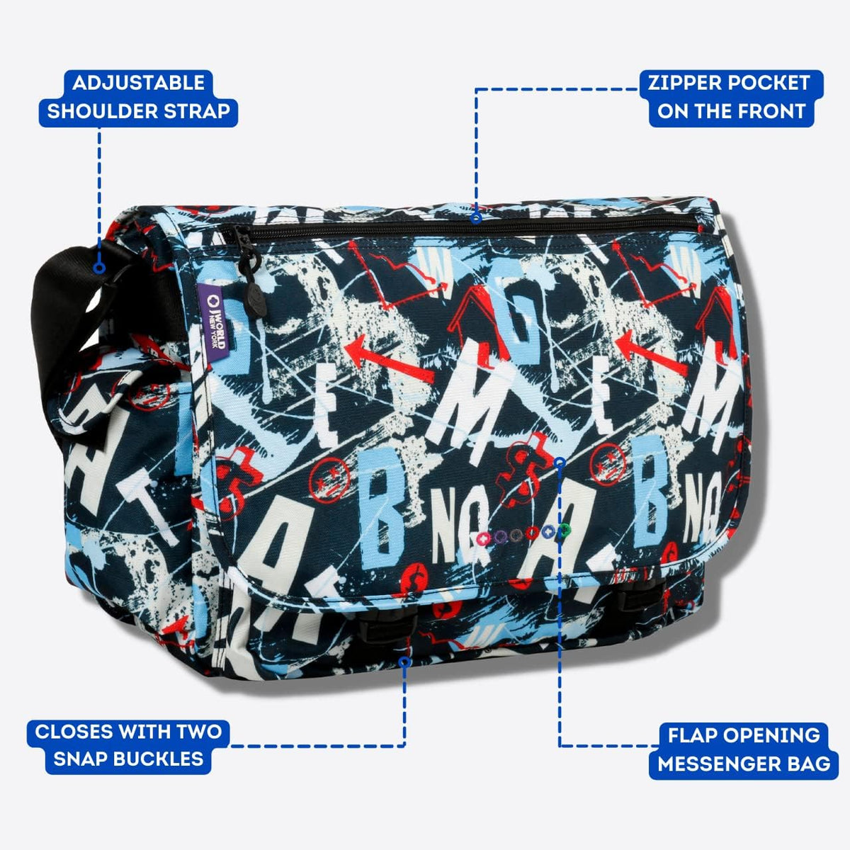 New York Terry Messenger Bag for Women Girls School Kids