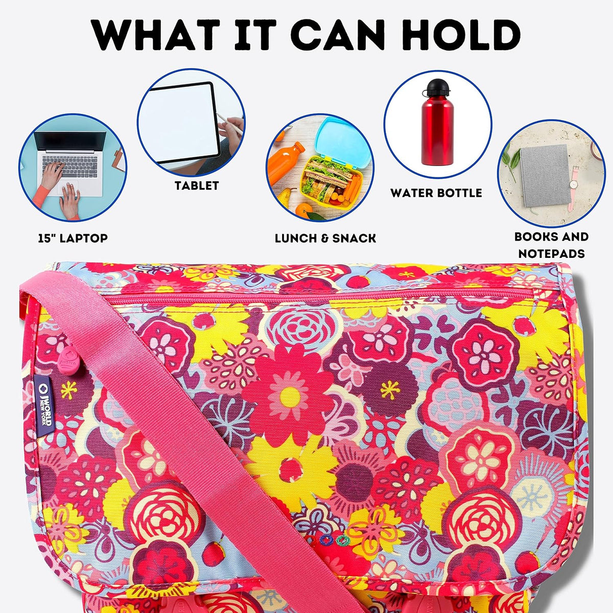 New York Terry Messenger Bag for Women Girls School Kids