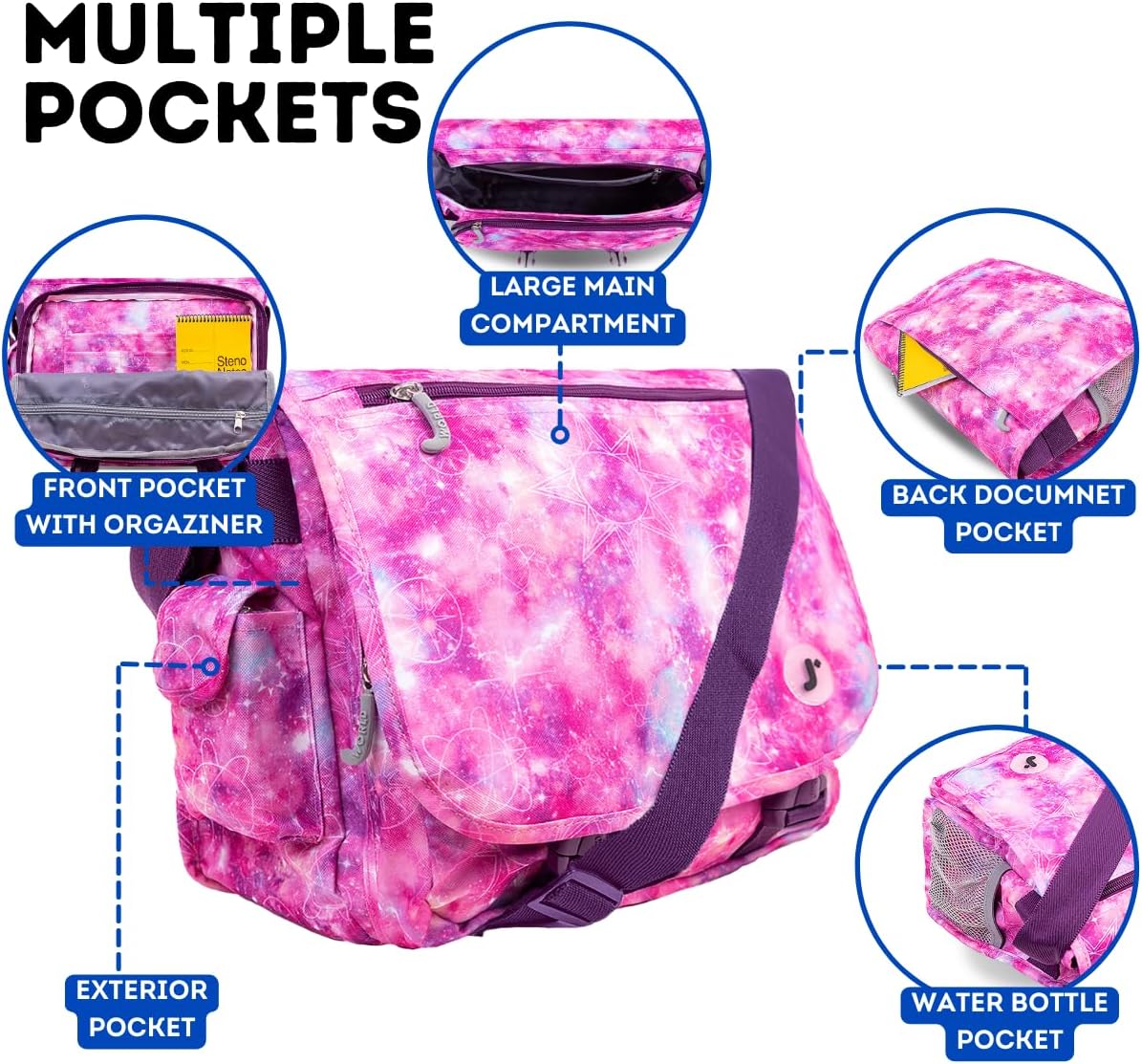New York Terry Messenger Bag for Women Girls School Kids