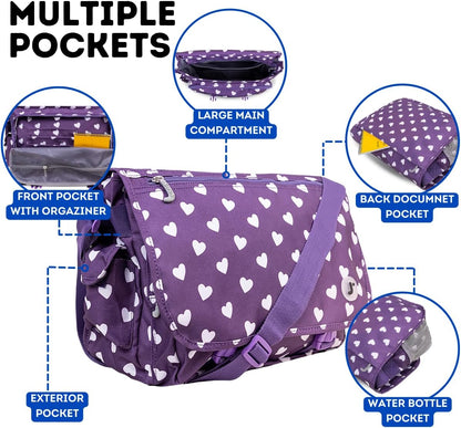 New York Terry Messenger Bag for Women Girls School Kids