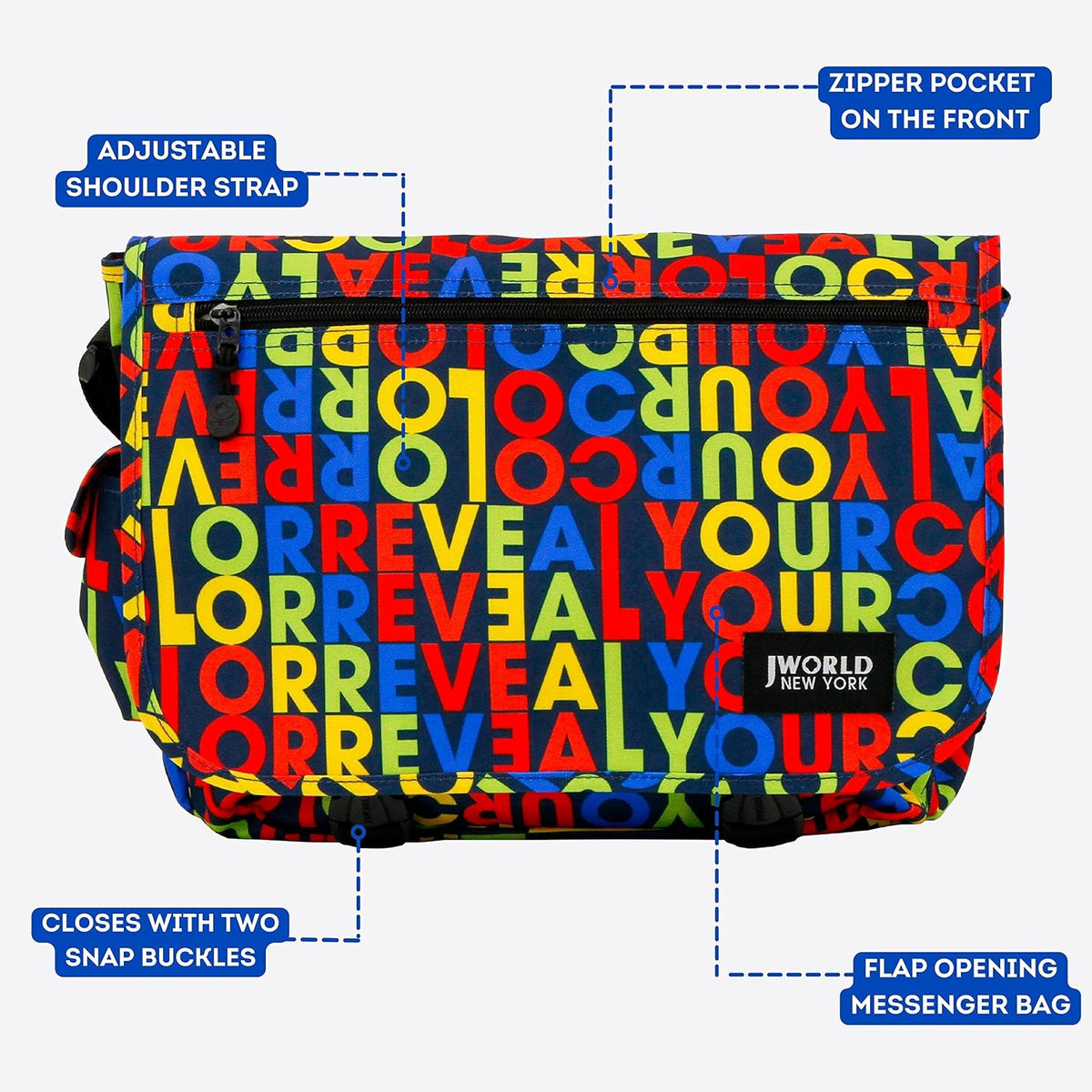 New York Terry Messenger Bag for Women Girls School Kids