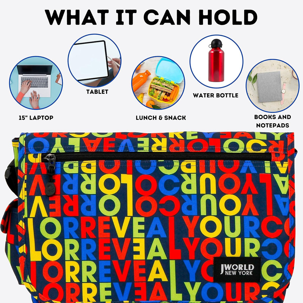 New York Terry Messenger Bag for Women Girls School Kids