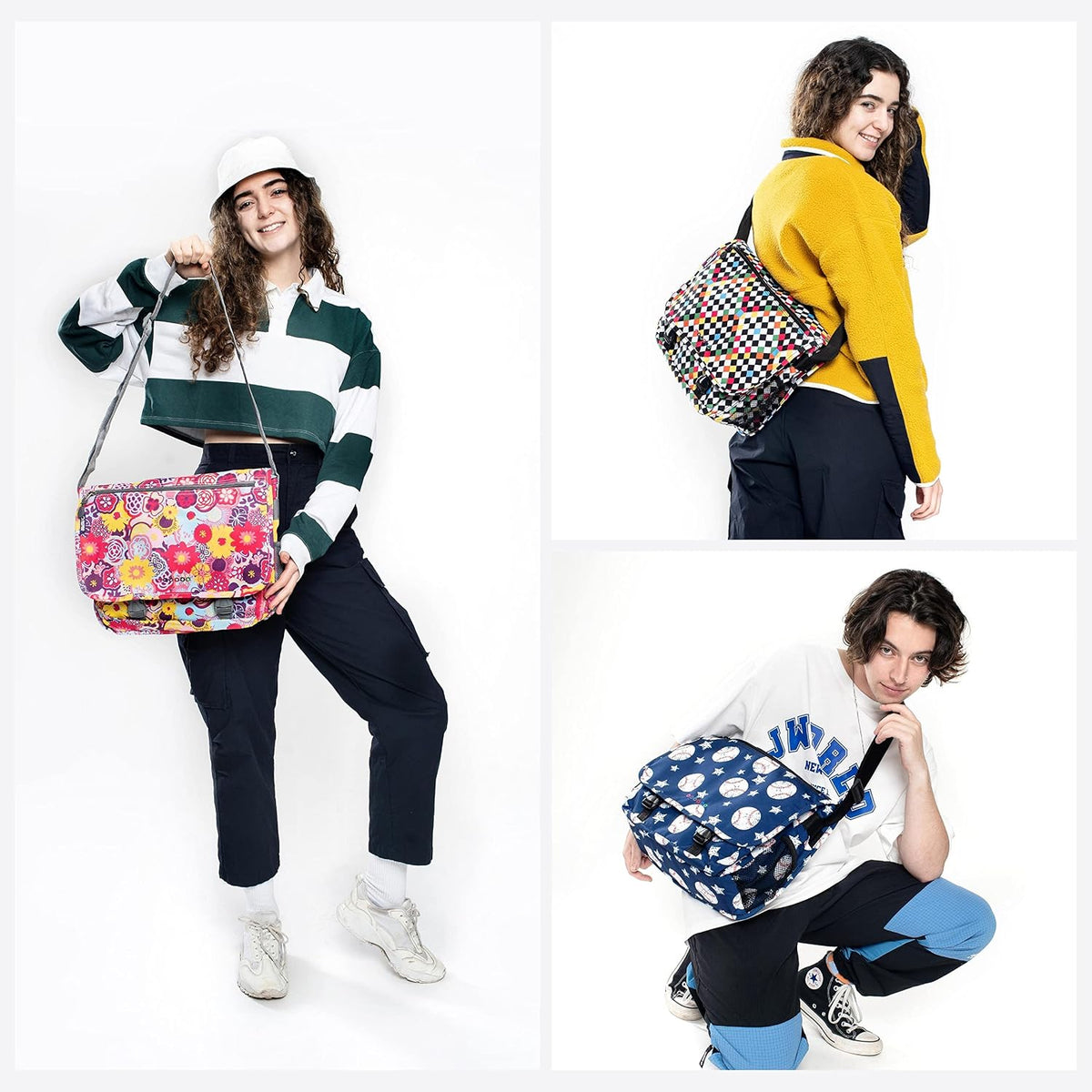 New York Terry Messenger Bag for Women Girls School Kids