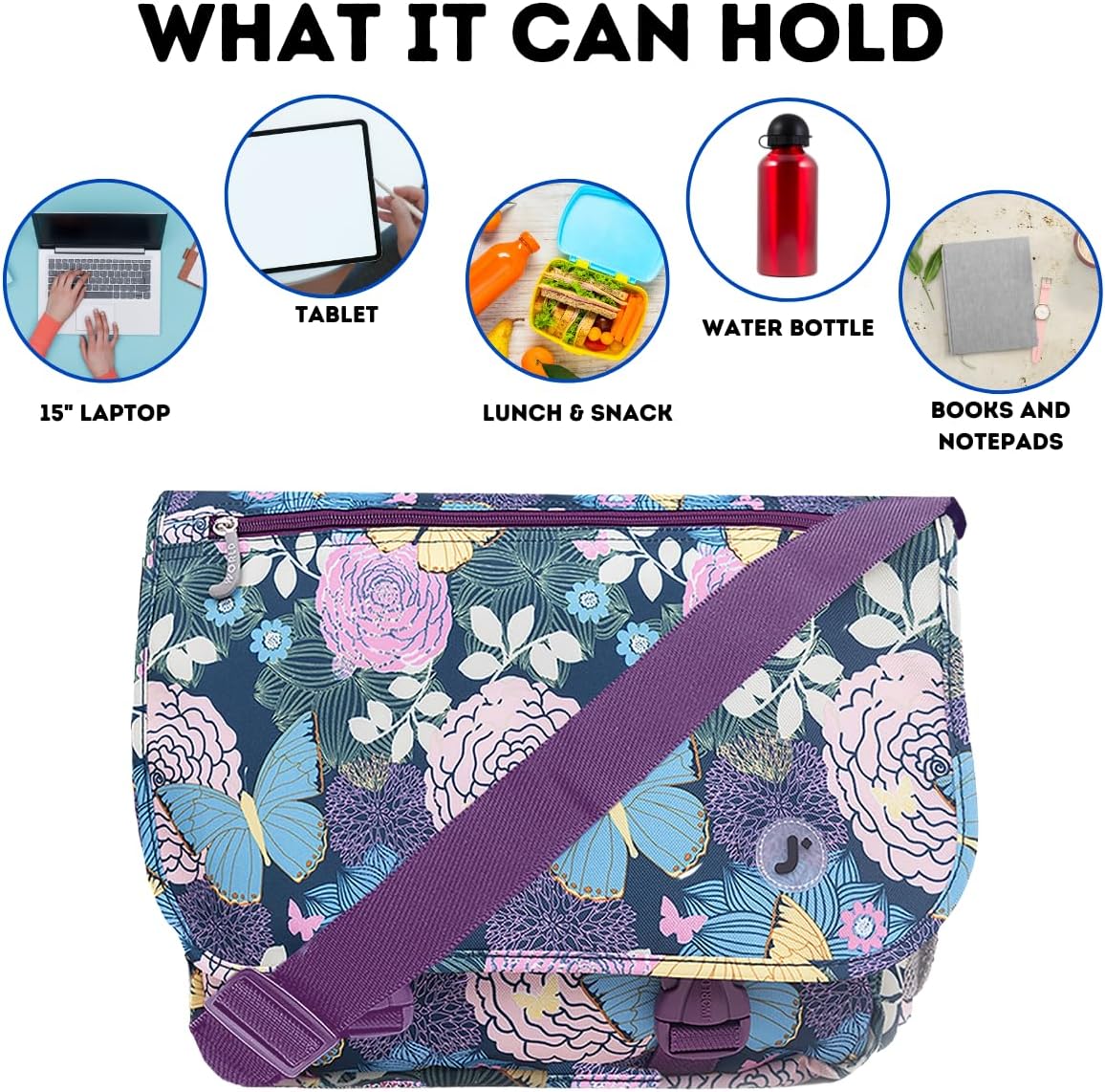 New York Terry Messenger Bag for Women Girls School Kids