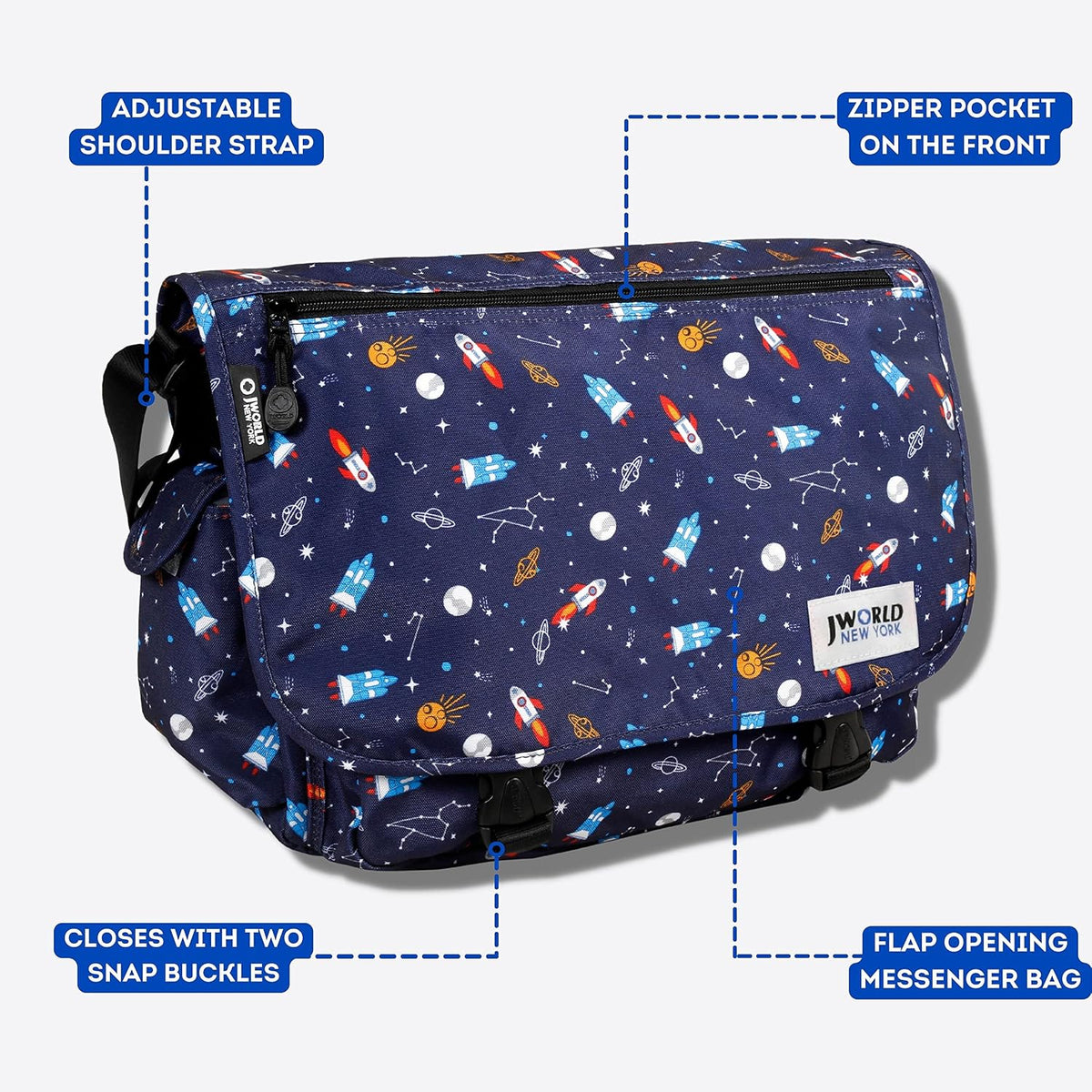 New York Terry Messenger Bag for Women Girls School Kids