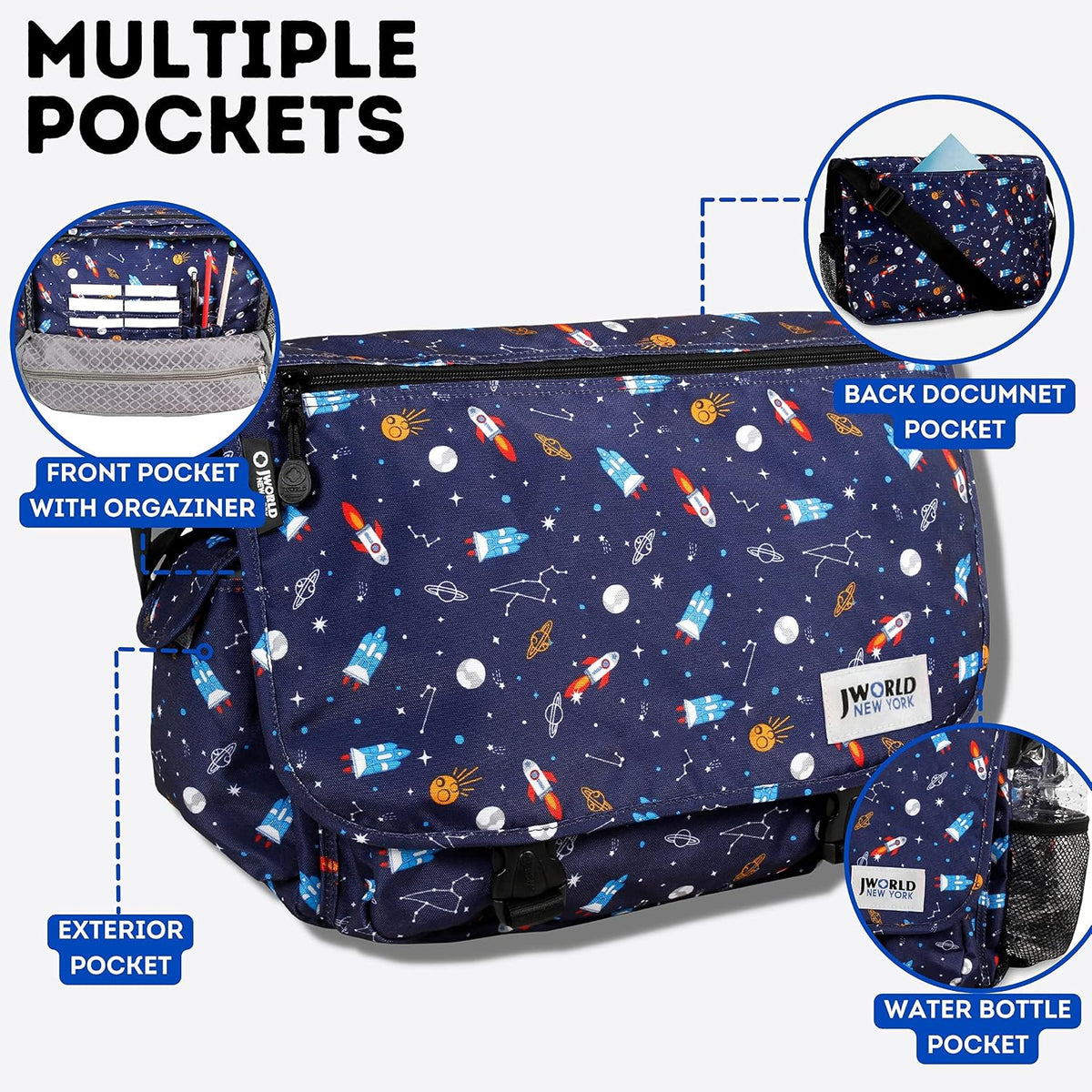 New York Terry Messenger Bag for Women Girls School Kids