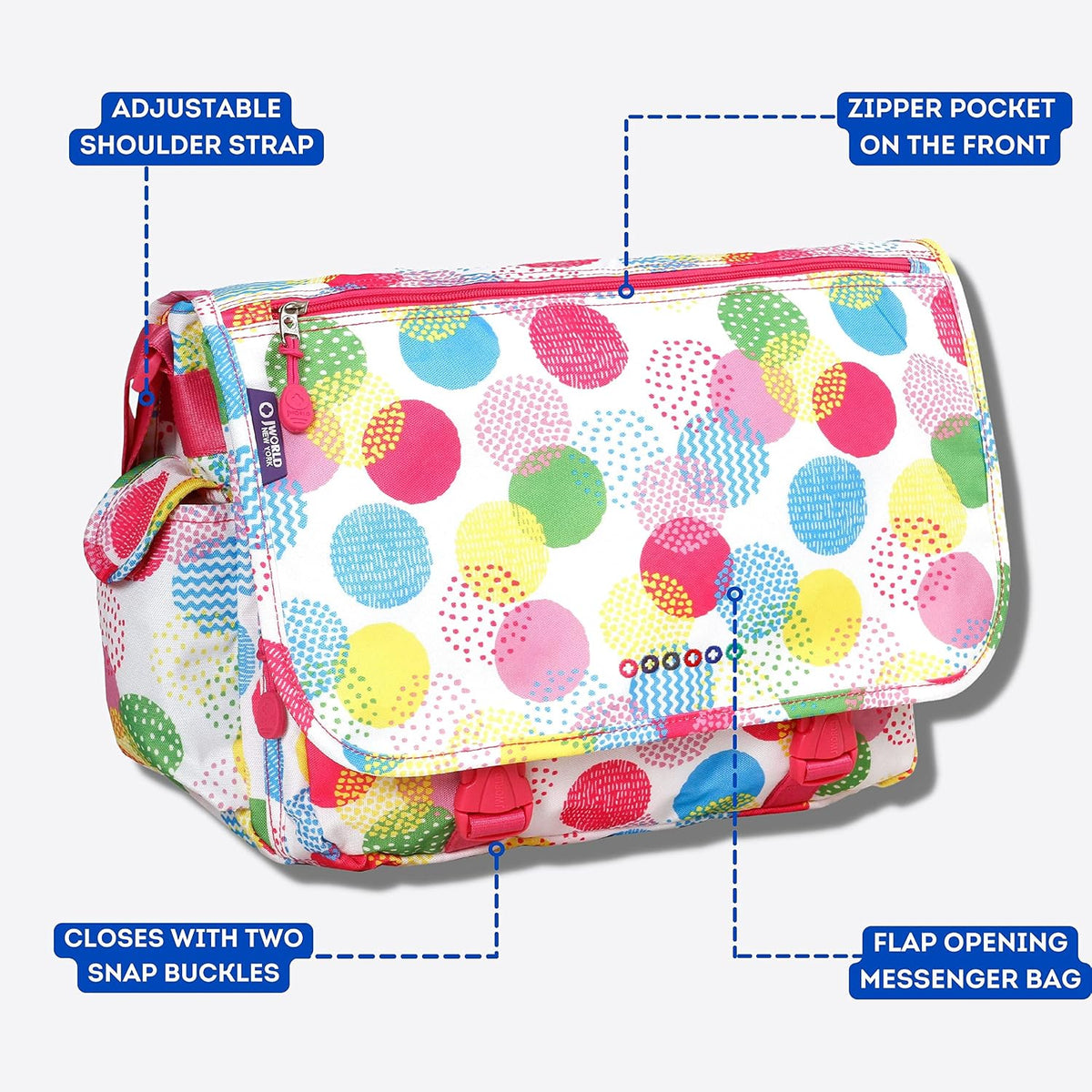 New York Terry Messenger Bag for Women Girls School Kids