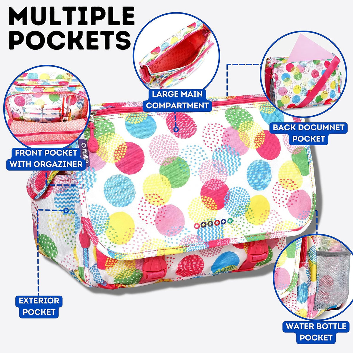 New York Terry Messenger Bag for Women Girls School Kids