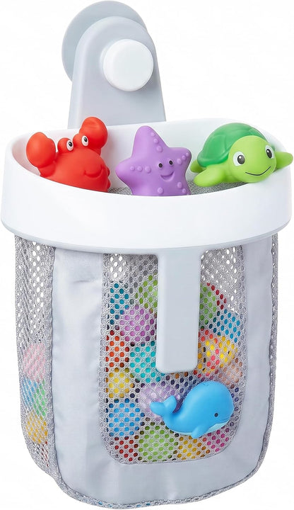 Baby Bath Toy Storage Caddy, Easy Access Mesh Storage, Kids Bath Toys Storage, Hanging Bath Toy Holder with Suction Cup, Bathtub Toy Organizer