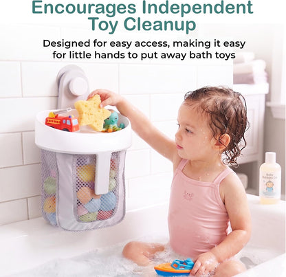 Baby Bath Toy Storage Caddy, Easy Access Mesh Storage, Kids Bath Toys Storage, Hanging Bath Toy Holder with Suction Cup, Bathtub Toy Organizer