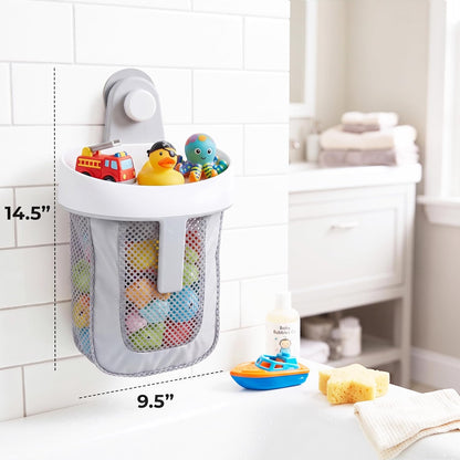 Baby Bath Toy Storage Caddy, Easy Access Mesh Storage, Kids Bath Toys Storage, Hanging Bath Toy Holder with Suction Cup, Bathtub Toy Organizer