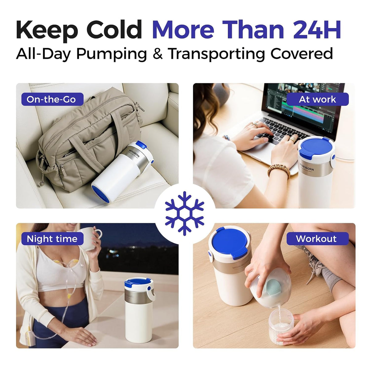 22oz Portable Breast Milk Cooler for Work & Travel, 30H+ Chill