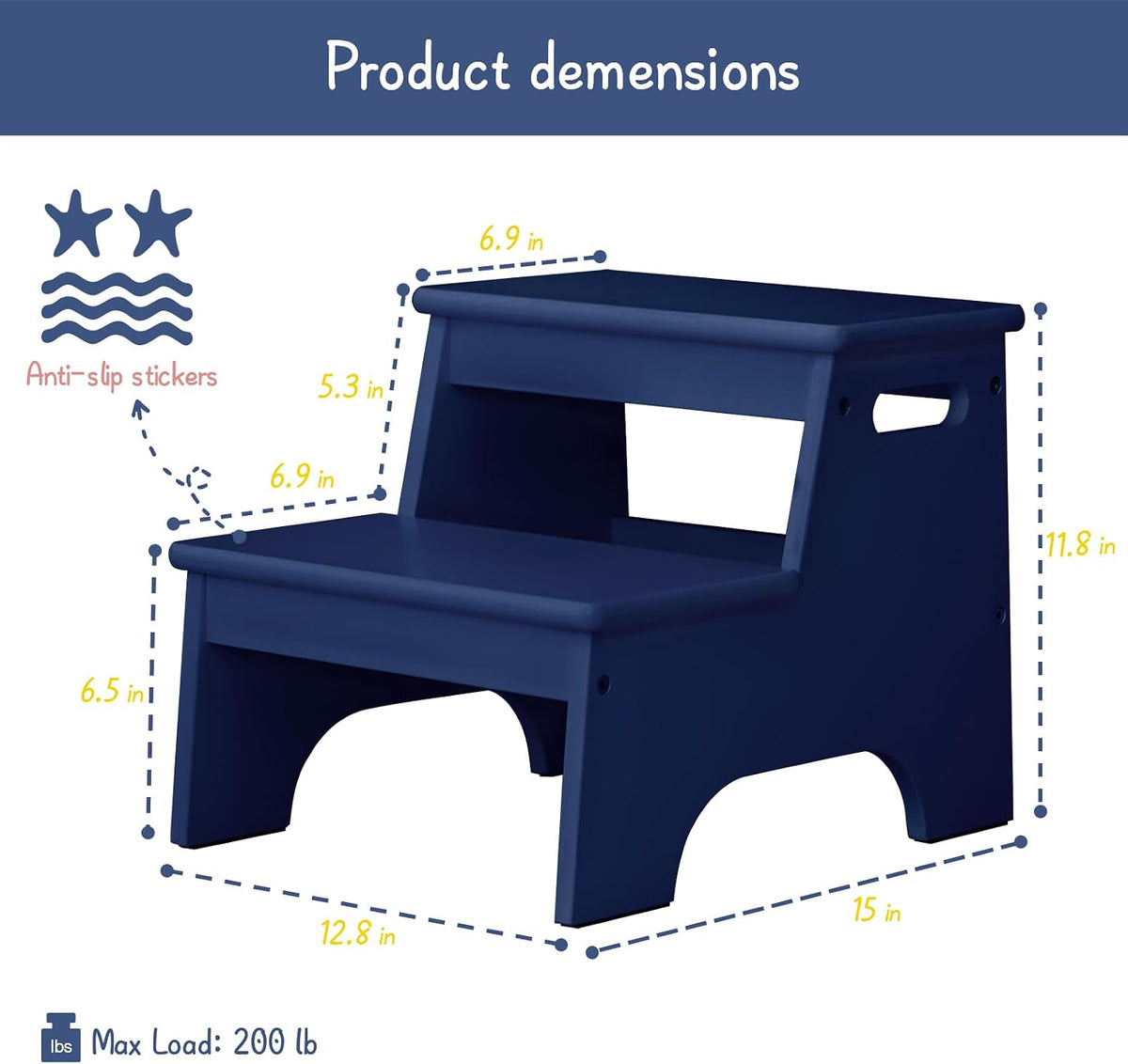 Wood Toddler Step Stool for Bathroom Sink, White Kids Toilet Step Stool for Potty Training, Small Child Baby Girl Boy 2 Stepping Stool with Handle for Kitchen Counter Nursery Bedroom Closet