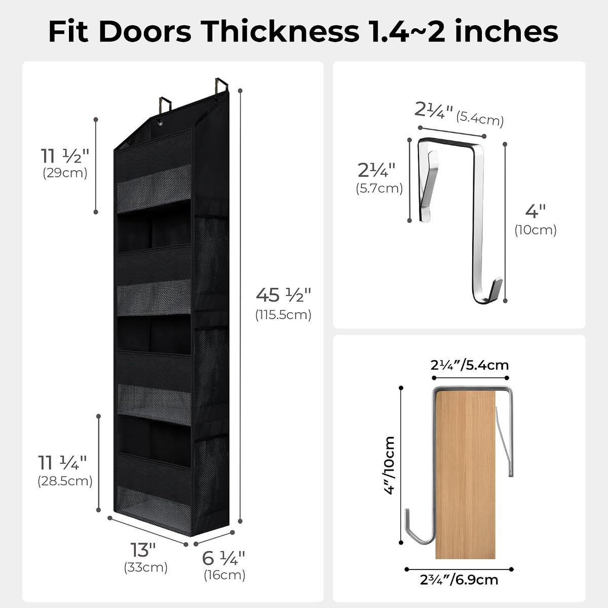 Over the Door Organizer, 4-Shelf Behind the Door Storage
