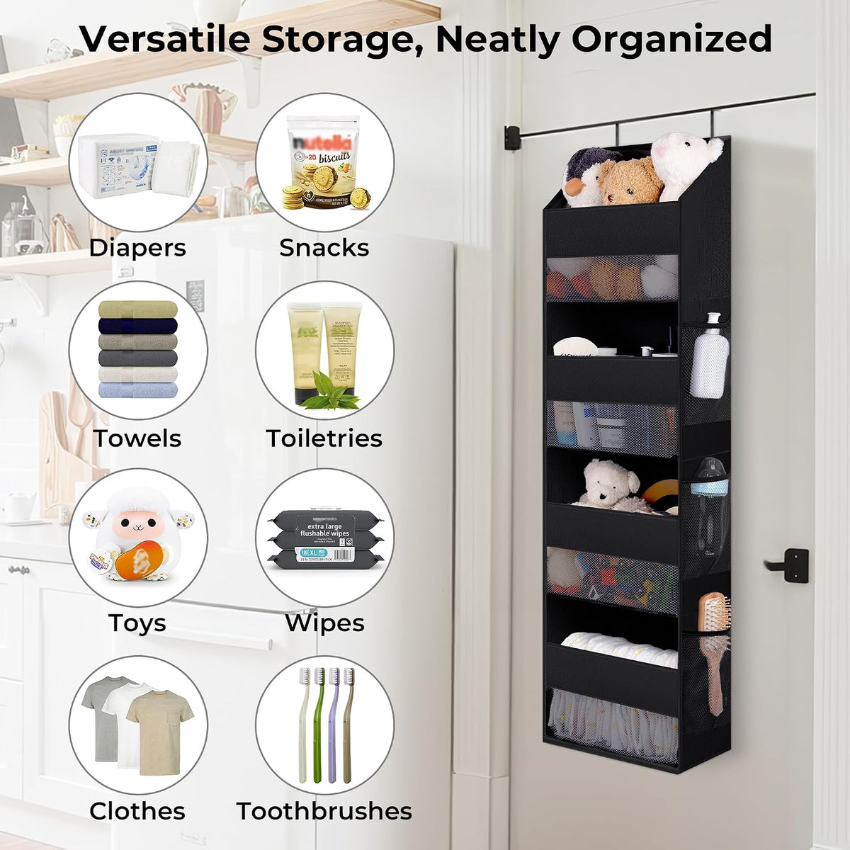 Over the Door Organizer, 4-Shelf Behind the Door Storage